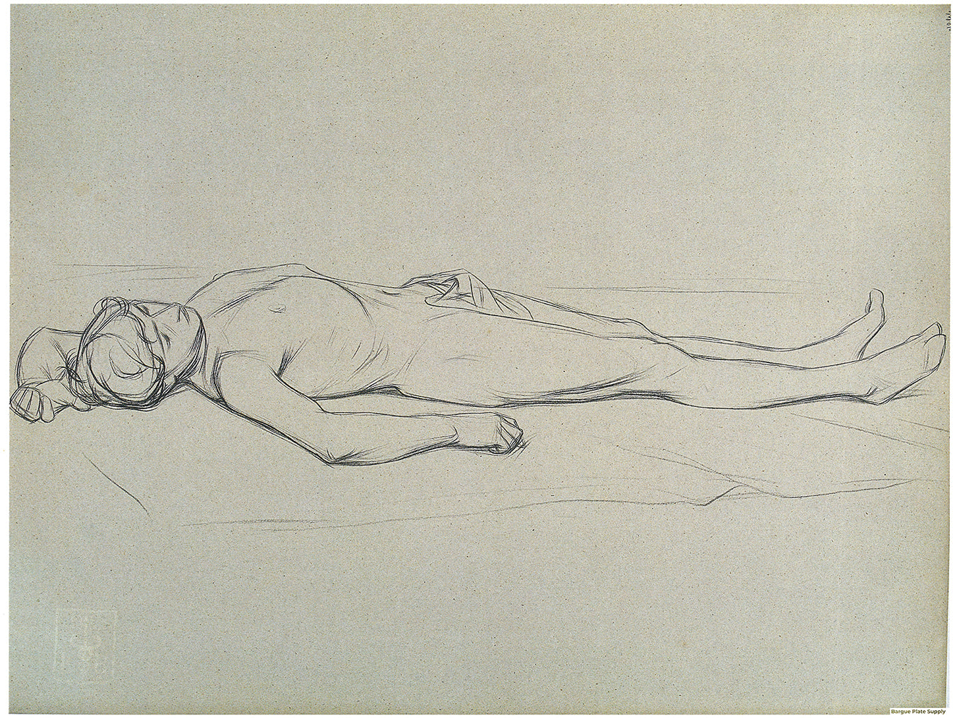 Bargue Plate 3,44. Supine young man. (Jeune homme allongé.)
