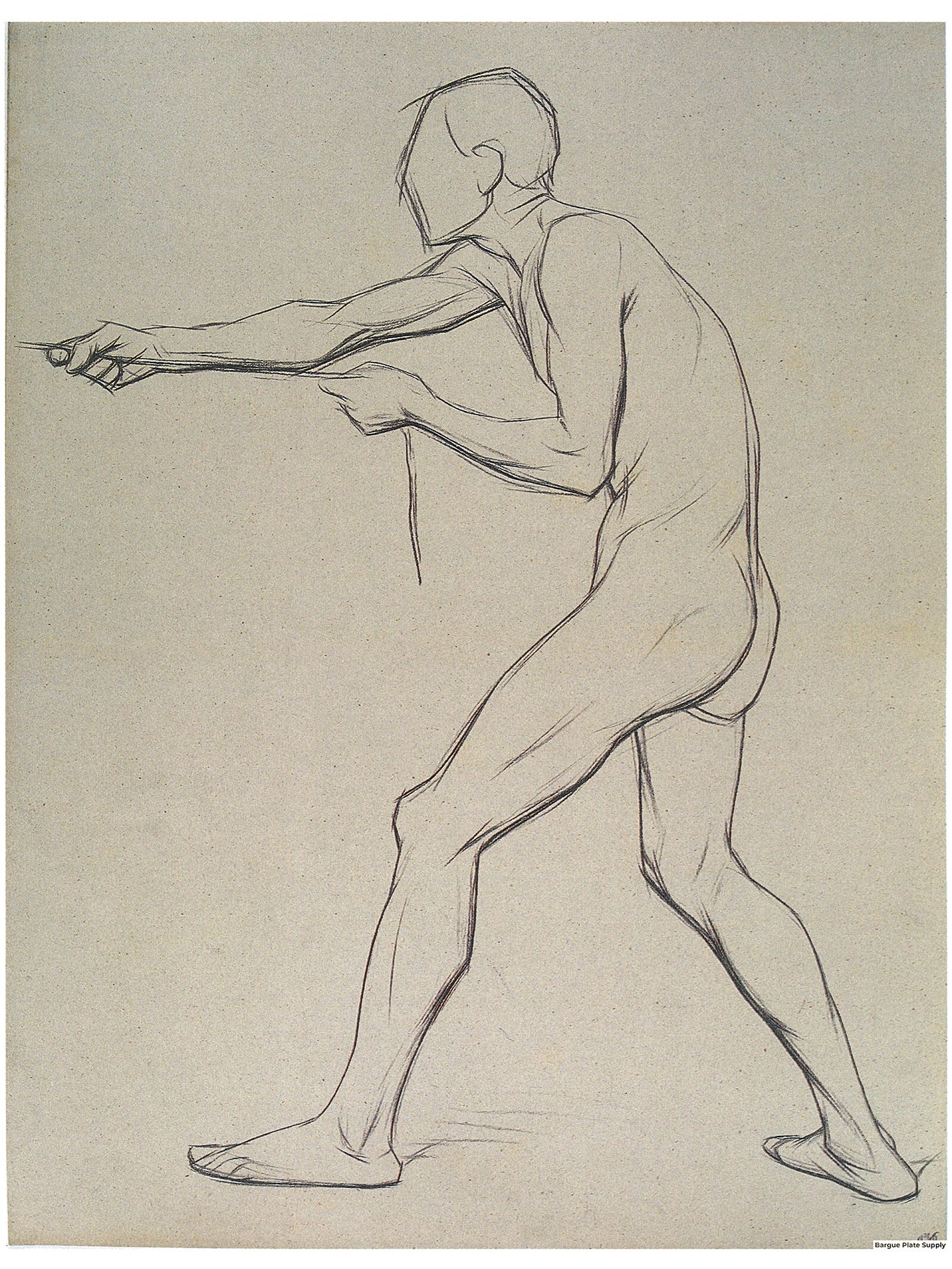 Bargue Plate 3,46. Man pulling on a rope. (Homme tirant une corde.)