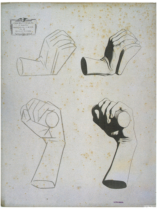 Bargue Plate 1, 12. A Closed Hand and a Leaning Hand (Main fermée et Main Appuyée)
