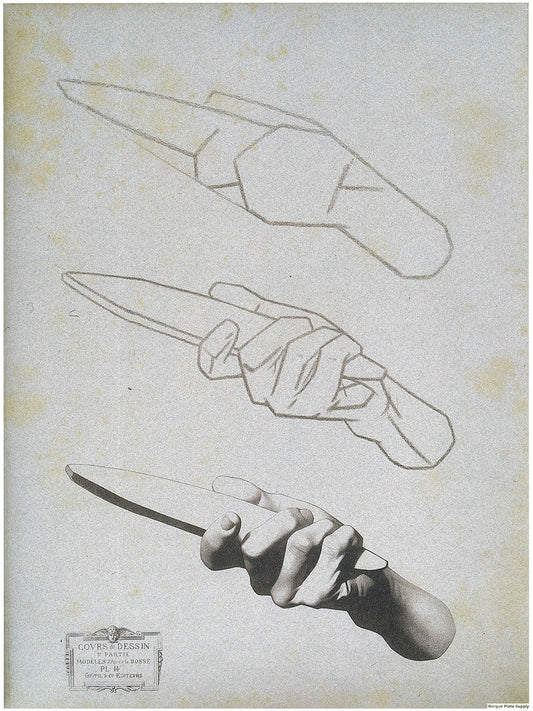 Bargue Plate 1, 14. Hand Holding a Whetstone (Main de Faucheur)