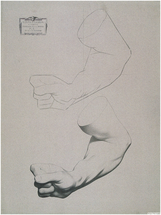 Bargue Plate 1, 19. Flexed Forearm of a Man, Interior View (Bras d'homme, Ployé, Intérieur)