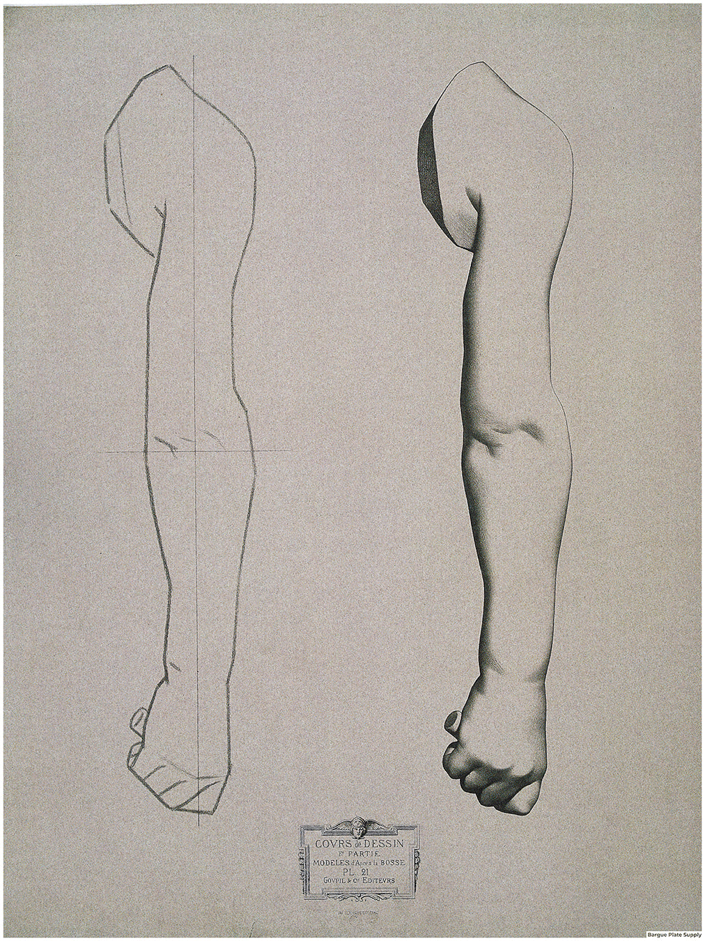 Bargue Plate 1, 21. Child's Arm, Exterior View (Bras d'enfant, Entérieur)