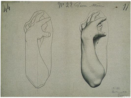 Bargue Plate 1, 22. Woman's Arm, Bent While Pressing a Piece of Drapery to Her Shoulder (Bras de femme, Ployé)