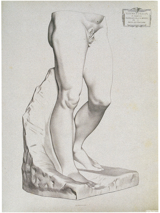 Bargue Plate 1, 30. Legs of the Dying Slave, by Michelangelo (Jambes de l'Esclave Mourant de Michel-Ange)
