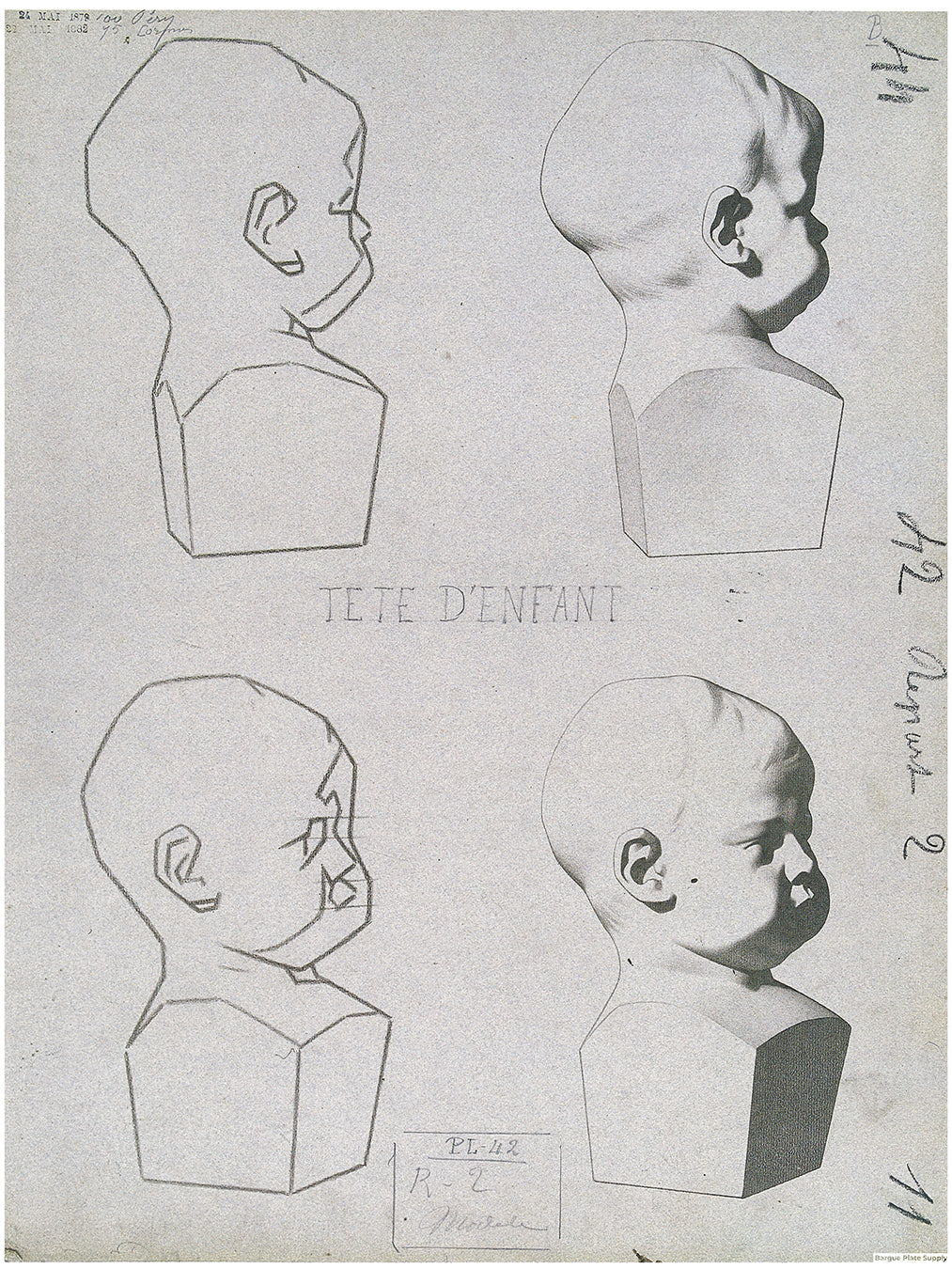 Bargue Plate 1, 42. Children, by François Flamand (Enfants, de François Flamand)