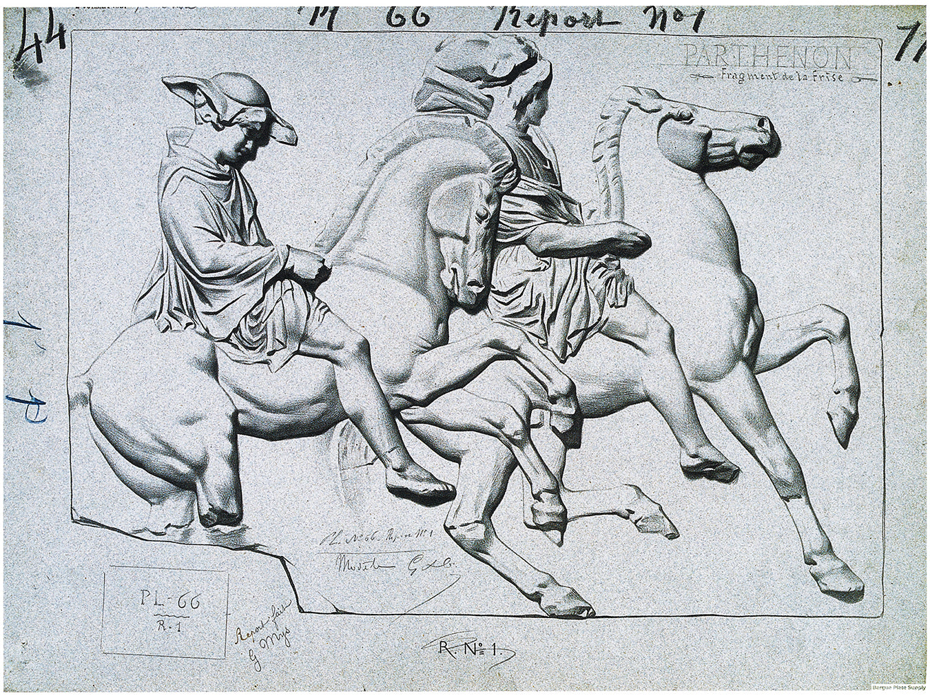 Bargue Plate 1, 66. Two Knights (Deux Cavaliers)