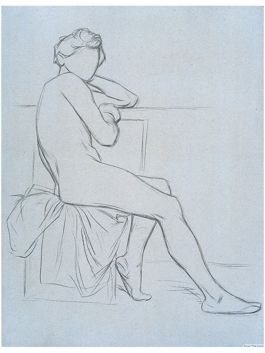 Bargue Plate 3,16. Seated man, leaning on a wall. (Homme assis, accoudé sur un mur.)