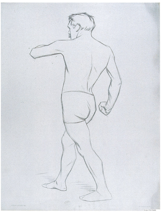 Bargue Plate 3,3. Standing man, walking, rear view. (Homme debout, marchant, de dos.)