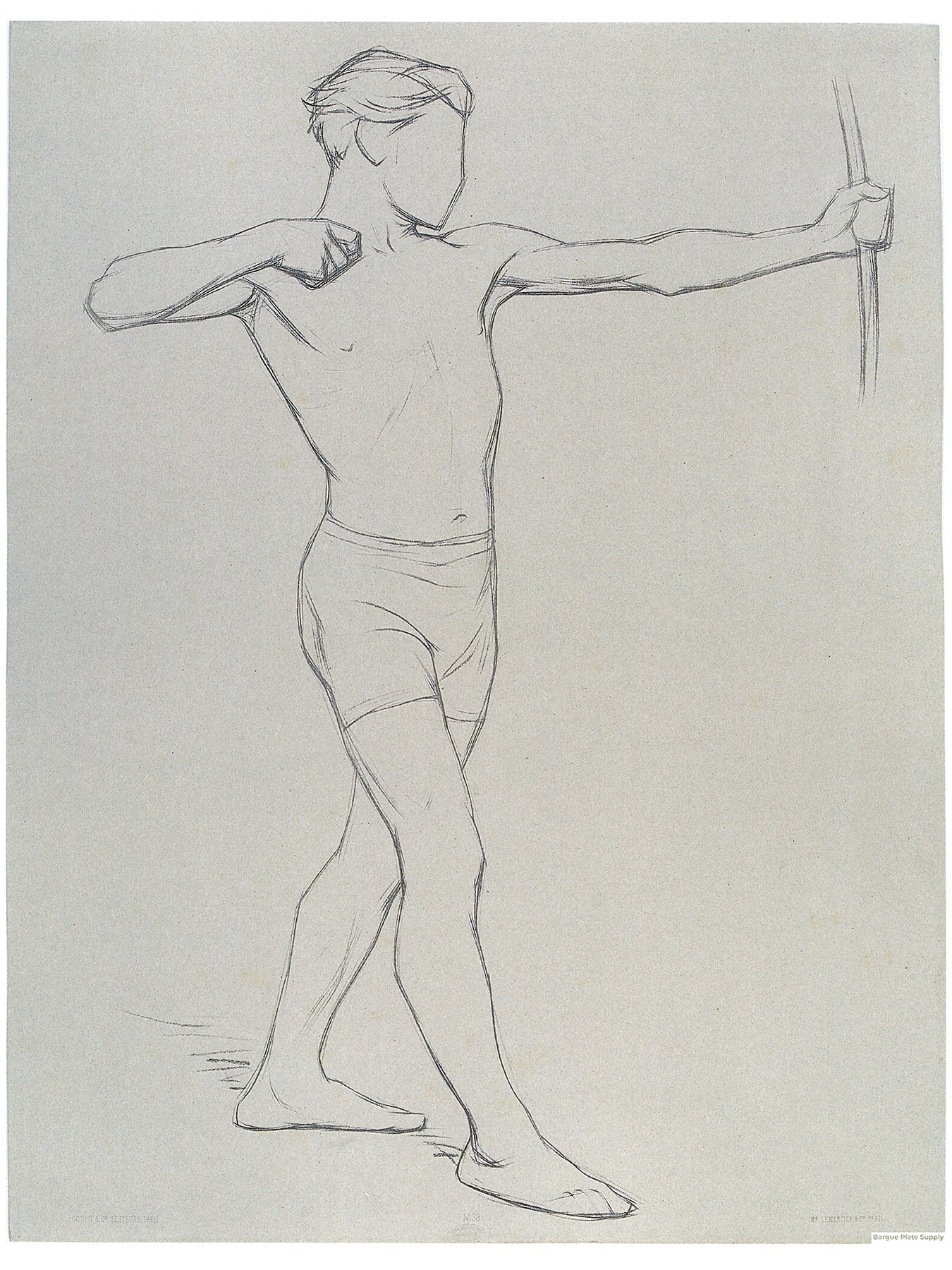 Bargue Plate 3,38. An archer. (Homme tirant à l'arc)